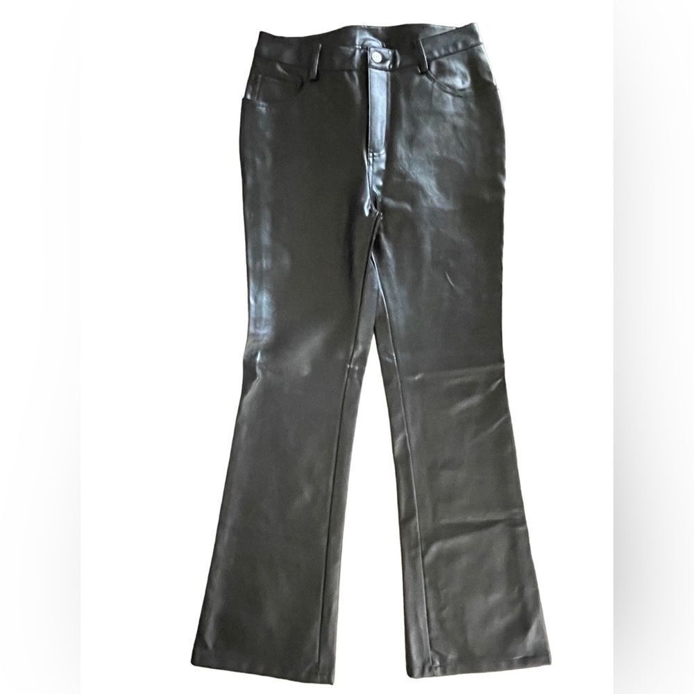 Arizona Jean Co vintage faux leather black pants boot flare sz 7 has stretch